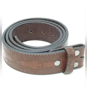 Brown leather Belt Strap Tooled Western Floral Leaf Embossed Pattern 1.5\